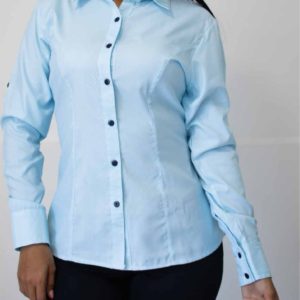 BLUSA EN OXFORD AZUL CLARO