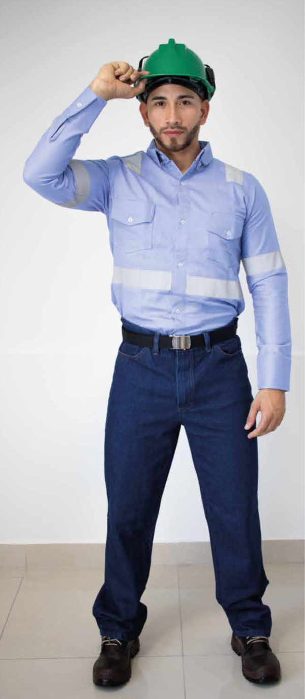 CAMISA DE DRILL CON REFLECTIVOS